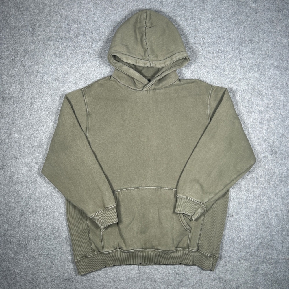 Aerie Hoodie Women Medium Green Oversized Pullover Sweatshirt Fleece Ribbed Trim
